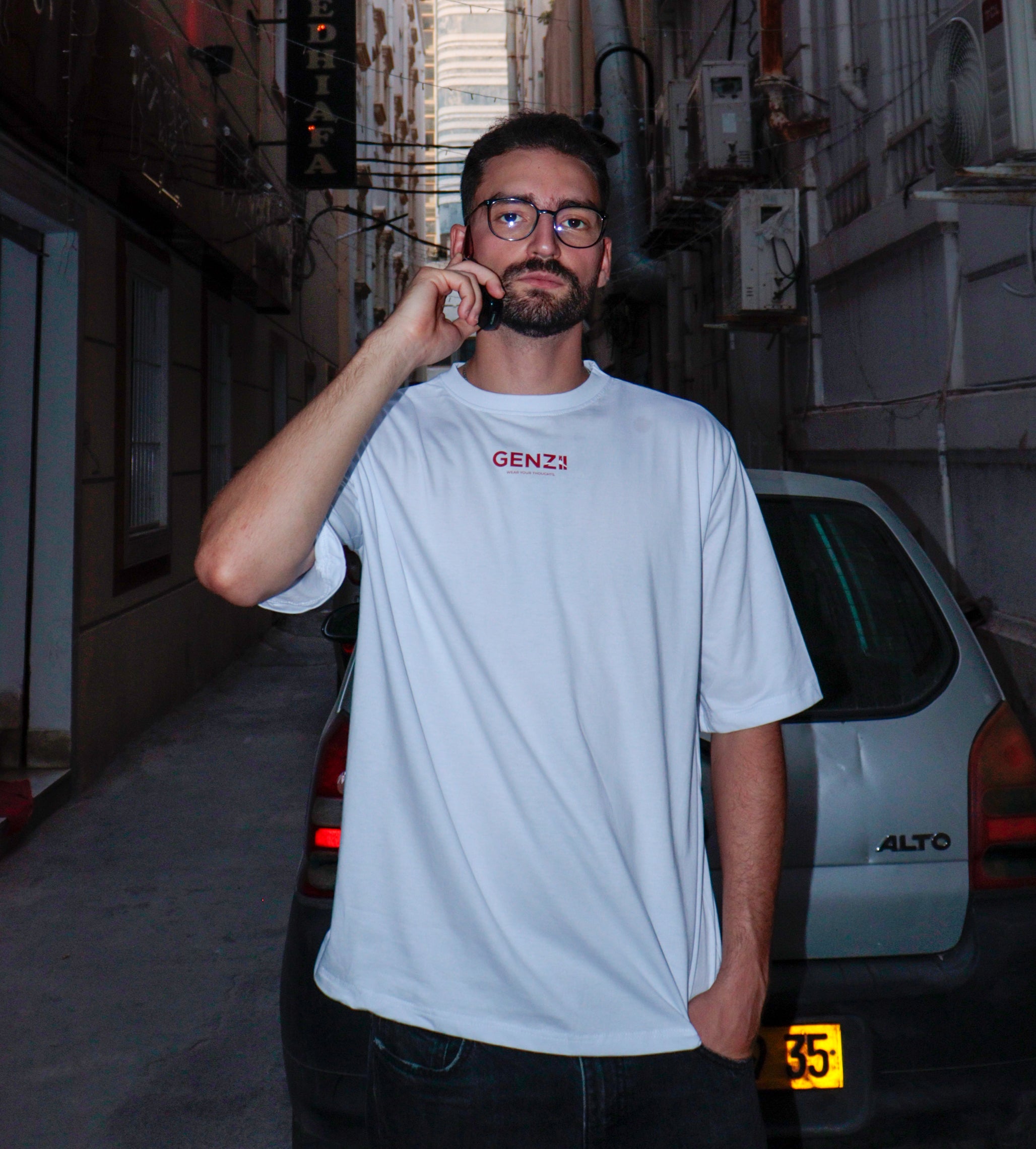 Inspired By The Fear Of Being Average – Oversized White T-Shirt
