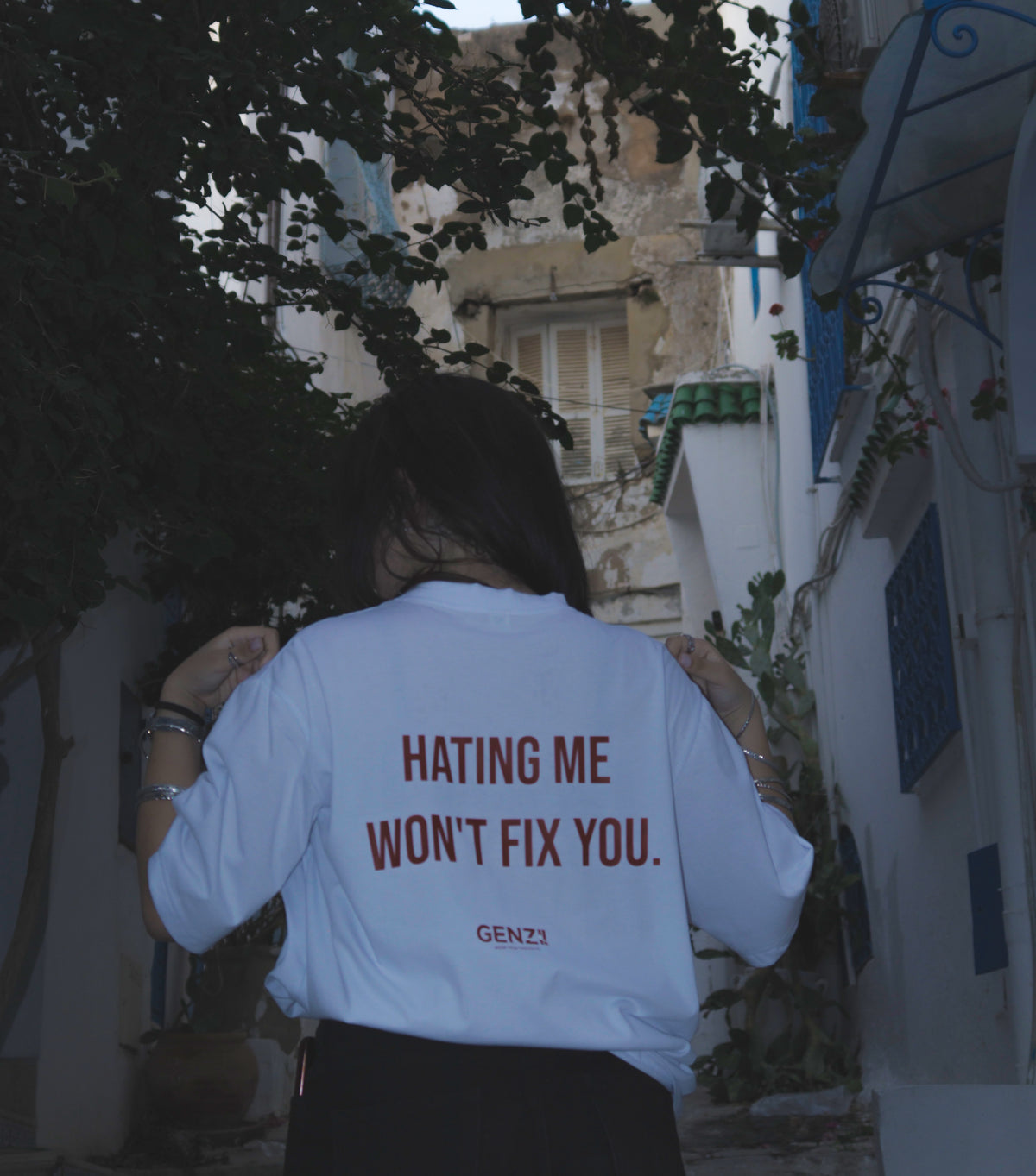 Hating Me Won't Fix You – Oversized White T-Shirt